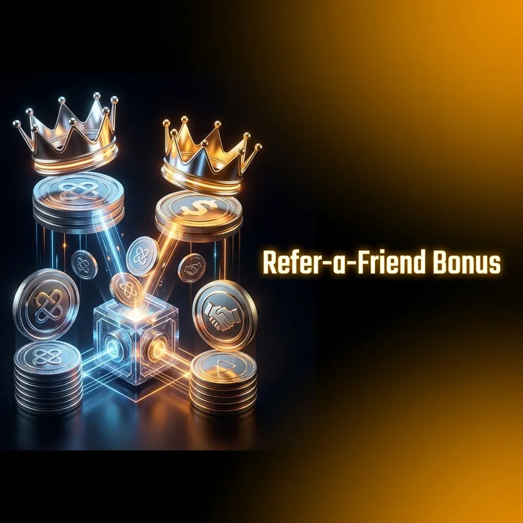 Crown Coins Casino refer-a-friend bonus program rewarding both referrer and new player with bonus coins upon registration