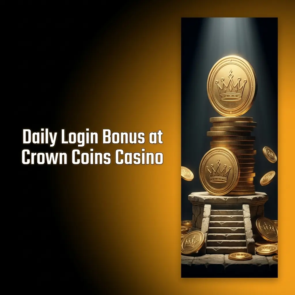 Daily login bonus at Crown Coins Casino offering free Crown Coins with streak rewards for consecutive logins, no purchase required